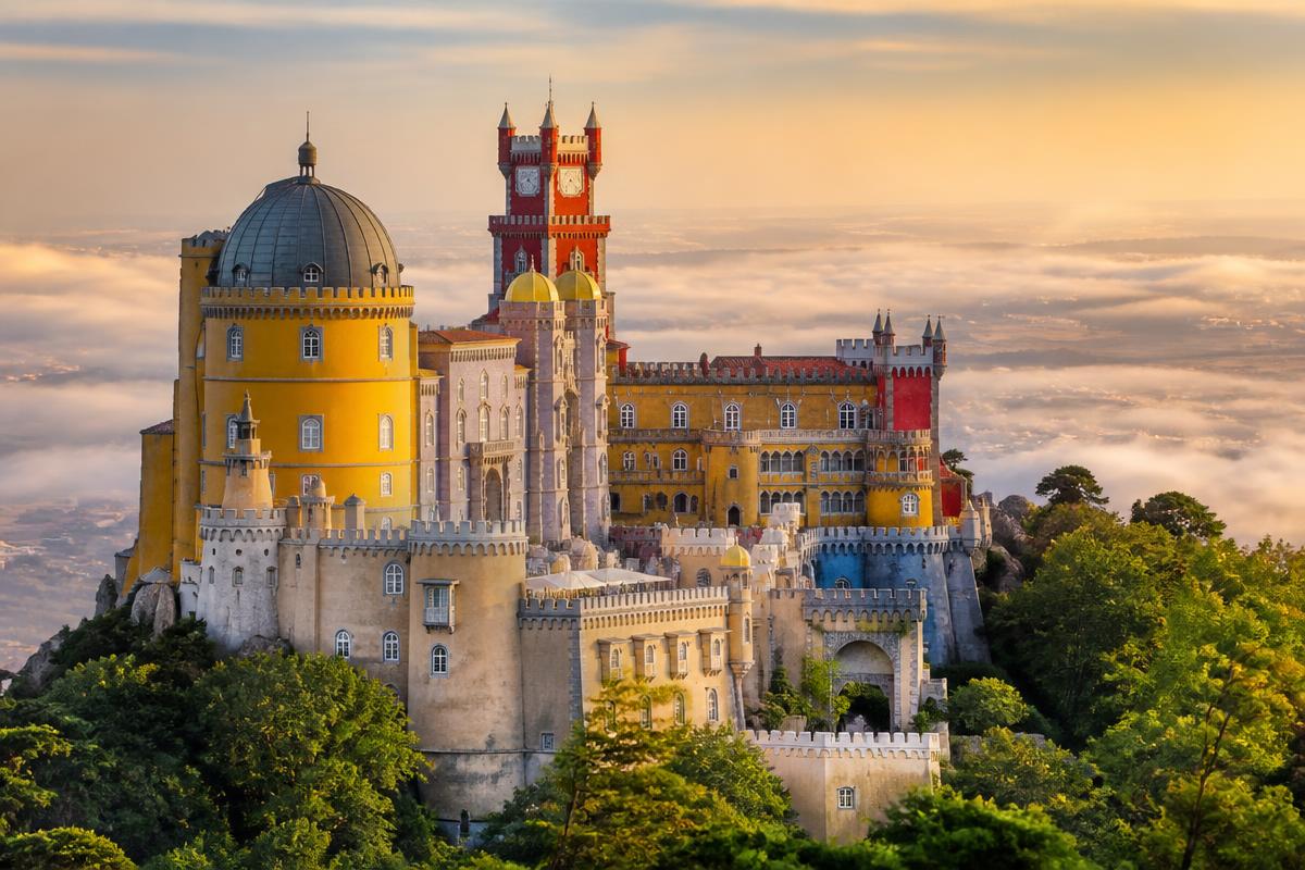 Pena Palace on a hilltop in Sintra